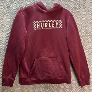 Kids Hurley Burgundy Graphic Hoodie Long Sleeve Pullover‎ Casual Size XL 18-20